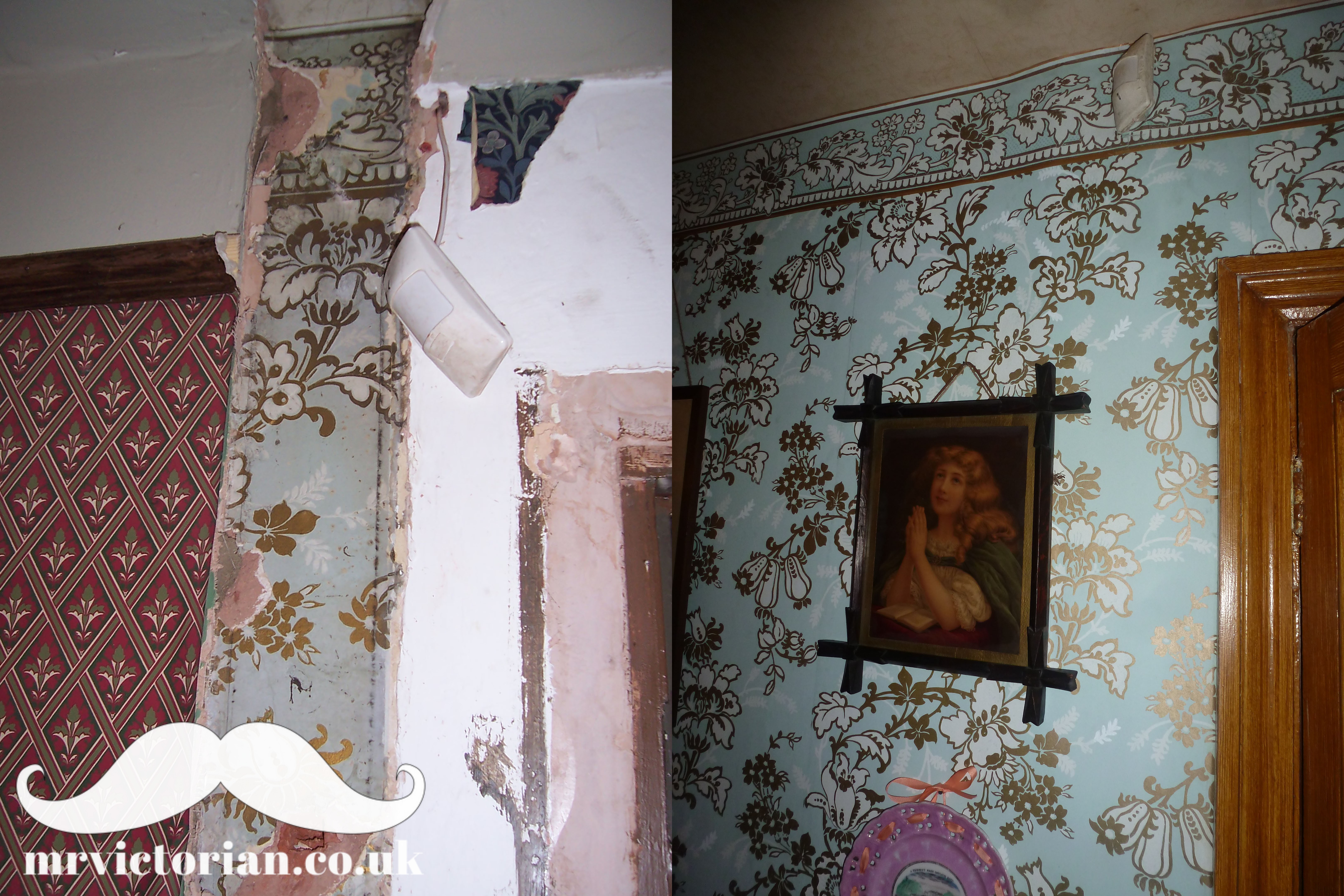 Victorian 1890 wallpaper restored Chapel Street Rose period house restoration