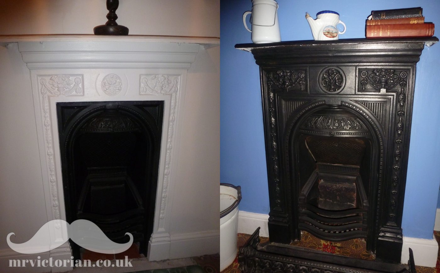 Victorian fireplace painted and not painted