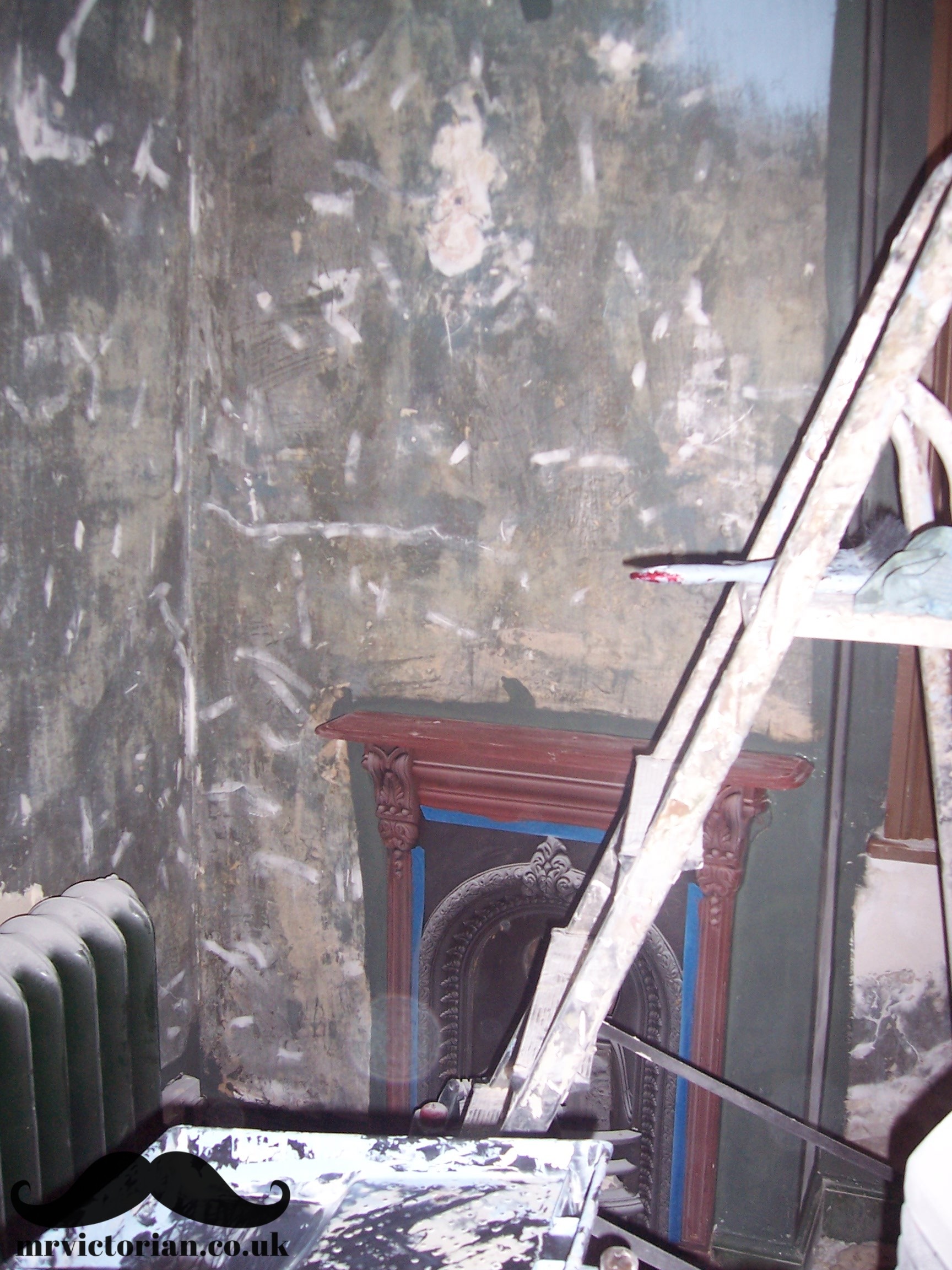 Victorian bedroom historic paint analysis dark green original