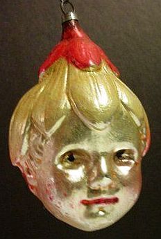 Mercury glass head Christmas ornament German