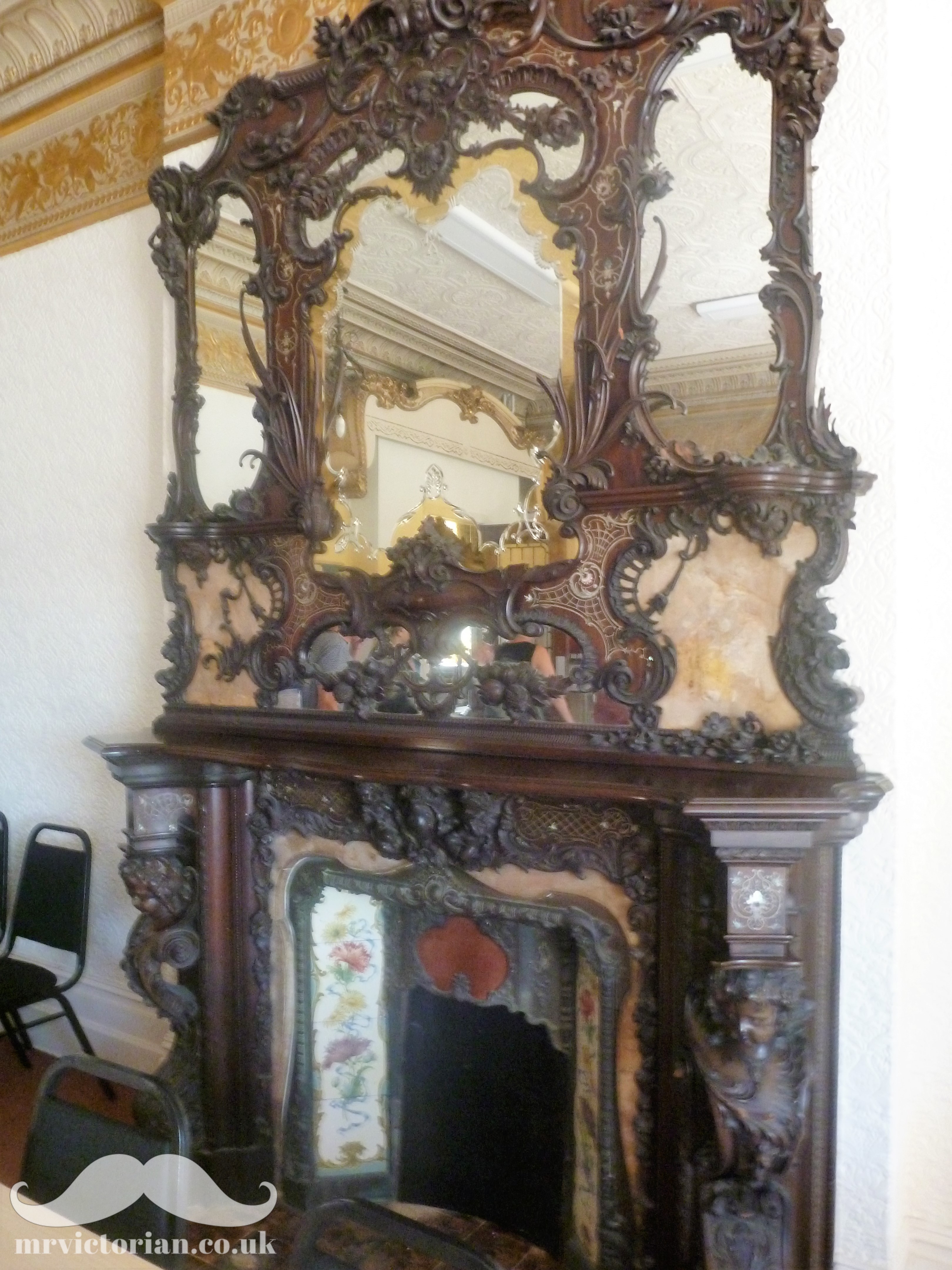 Victorian fireplace rococo cherubs Palmeira Gardens