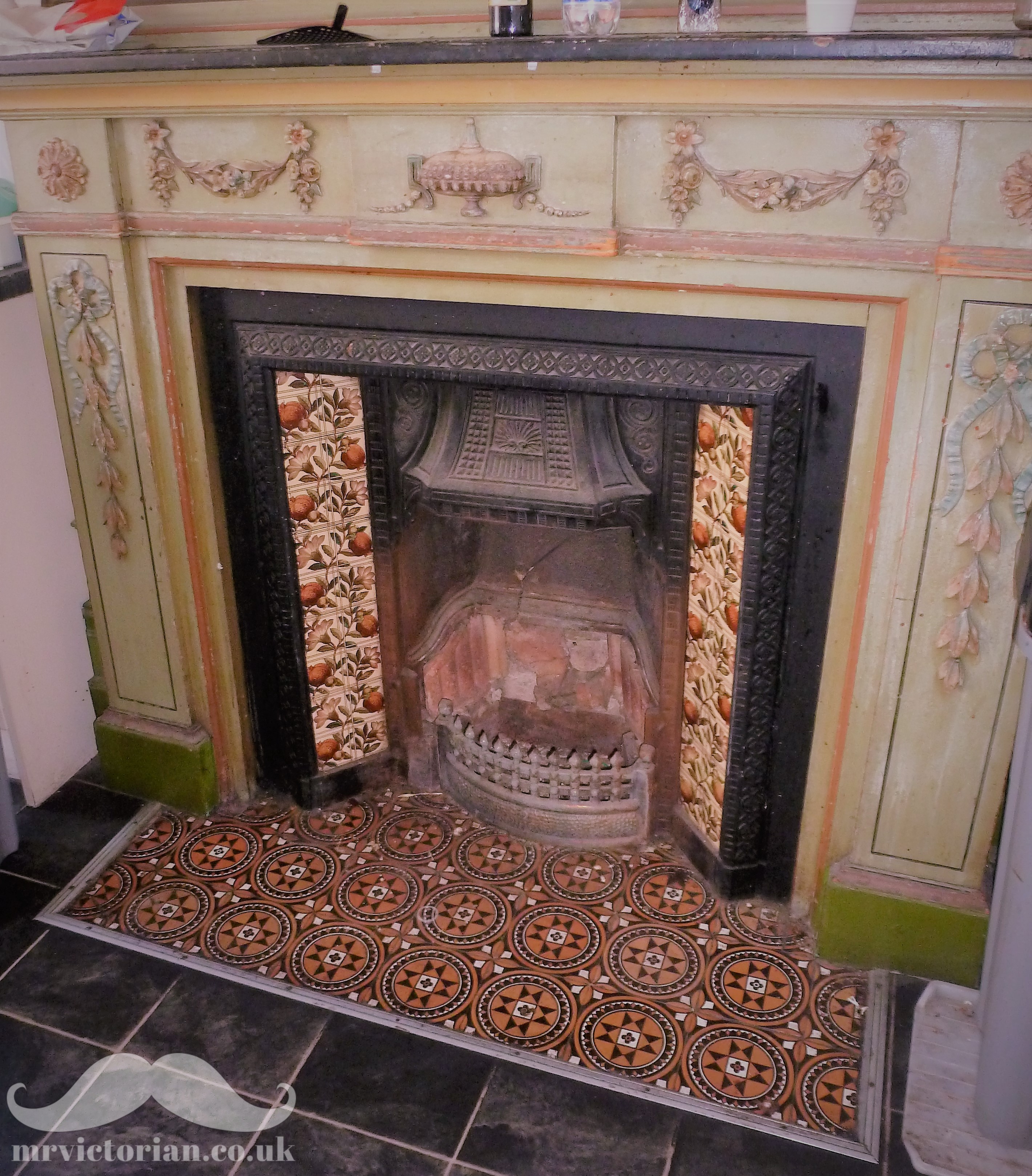 Victorian fireplace tile hearths