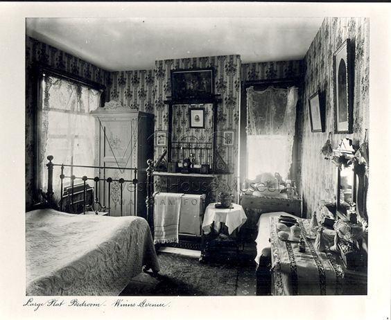 Victorian bedroom wood grained scumbled furniture wardrobe wallpaper