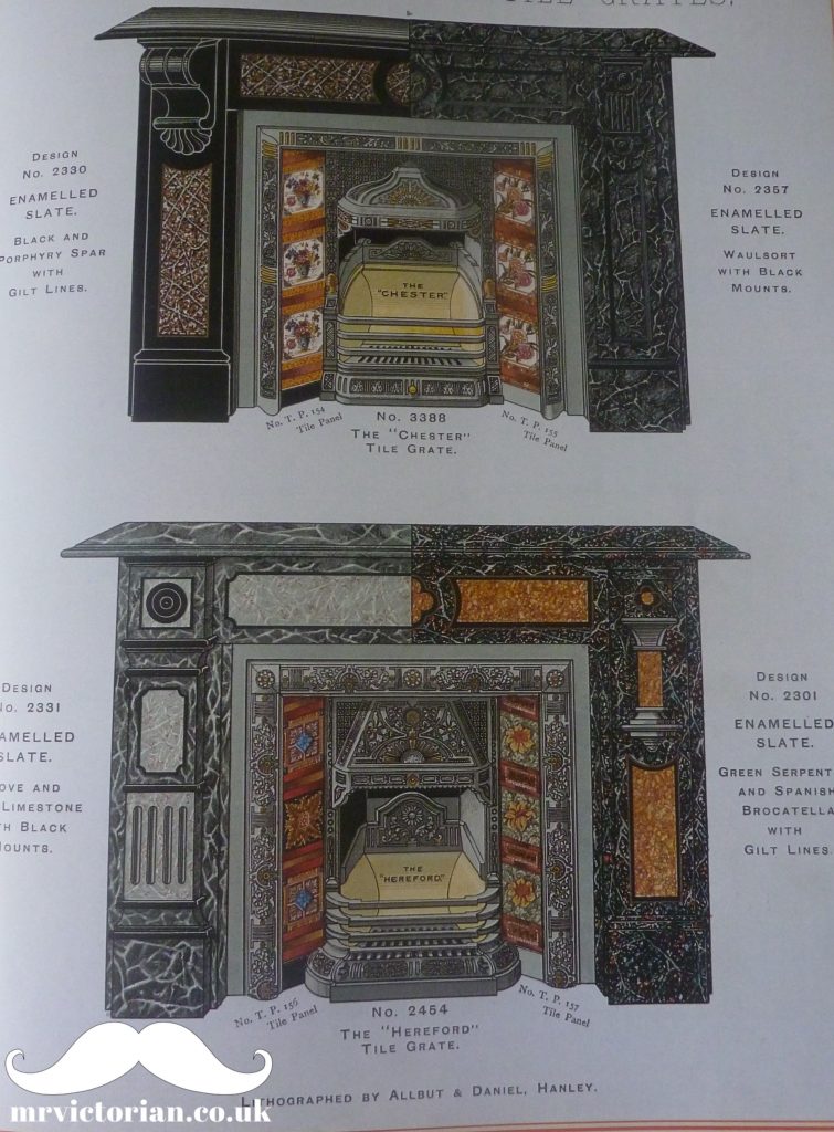 Marbling Victorian fireplace slate surround tiled marbleised