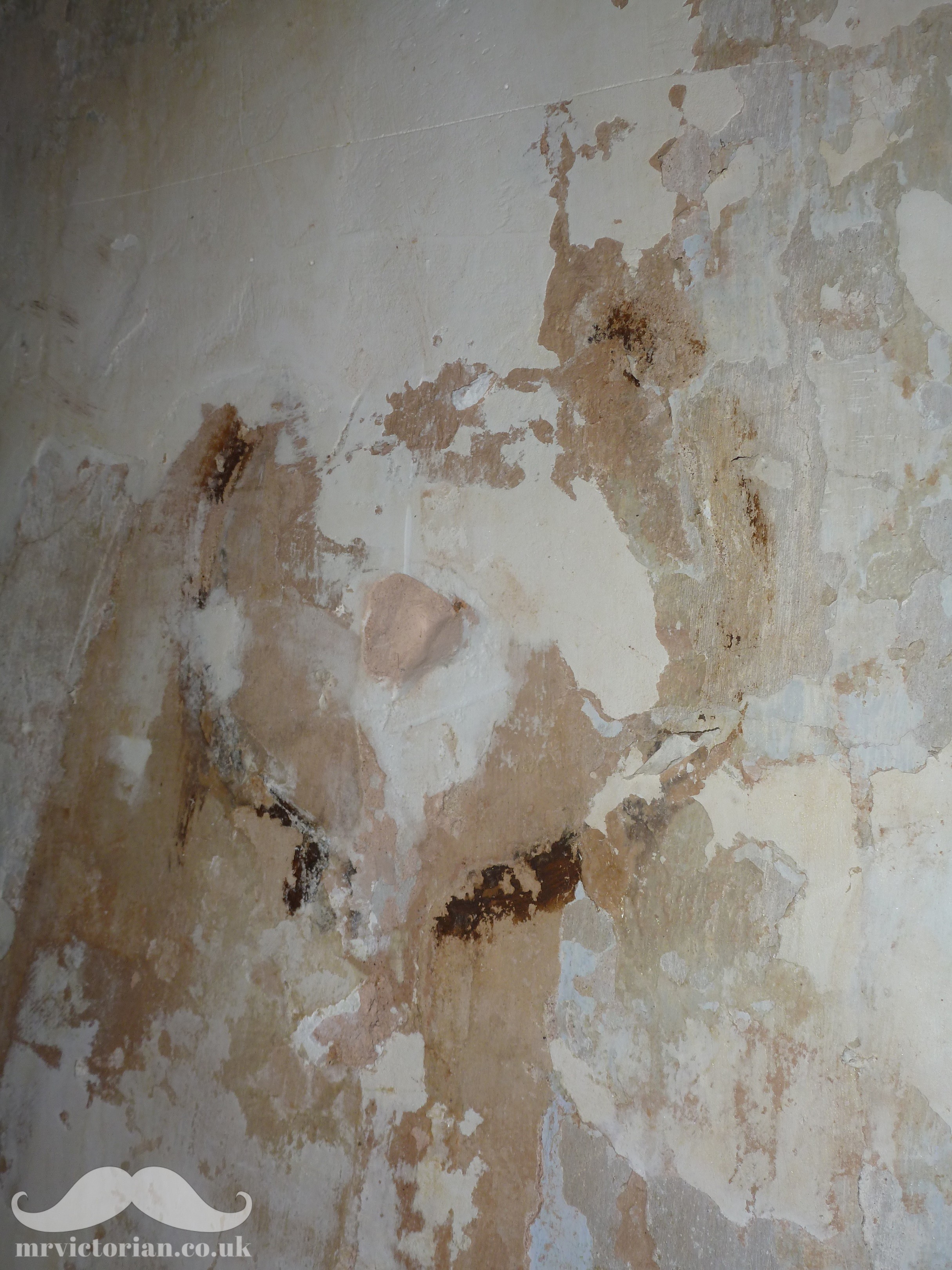 Victorian gas light lamp fitting scar on plastered wall