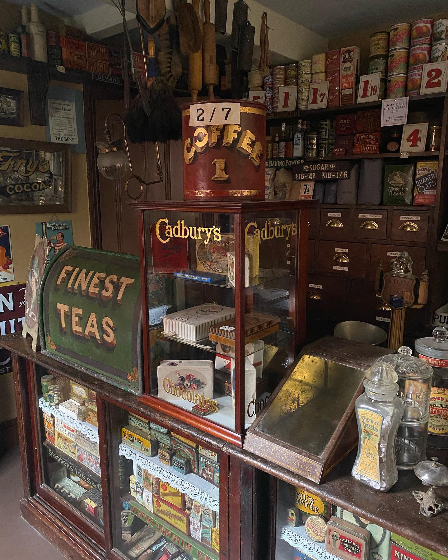 1920s vintage shop interior with Cadbury's cabinet