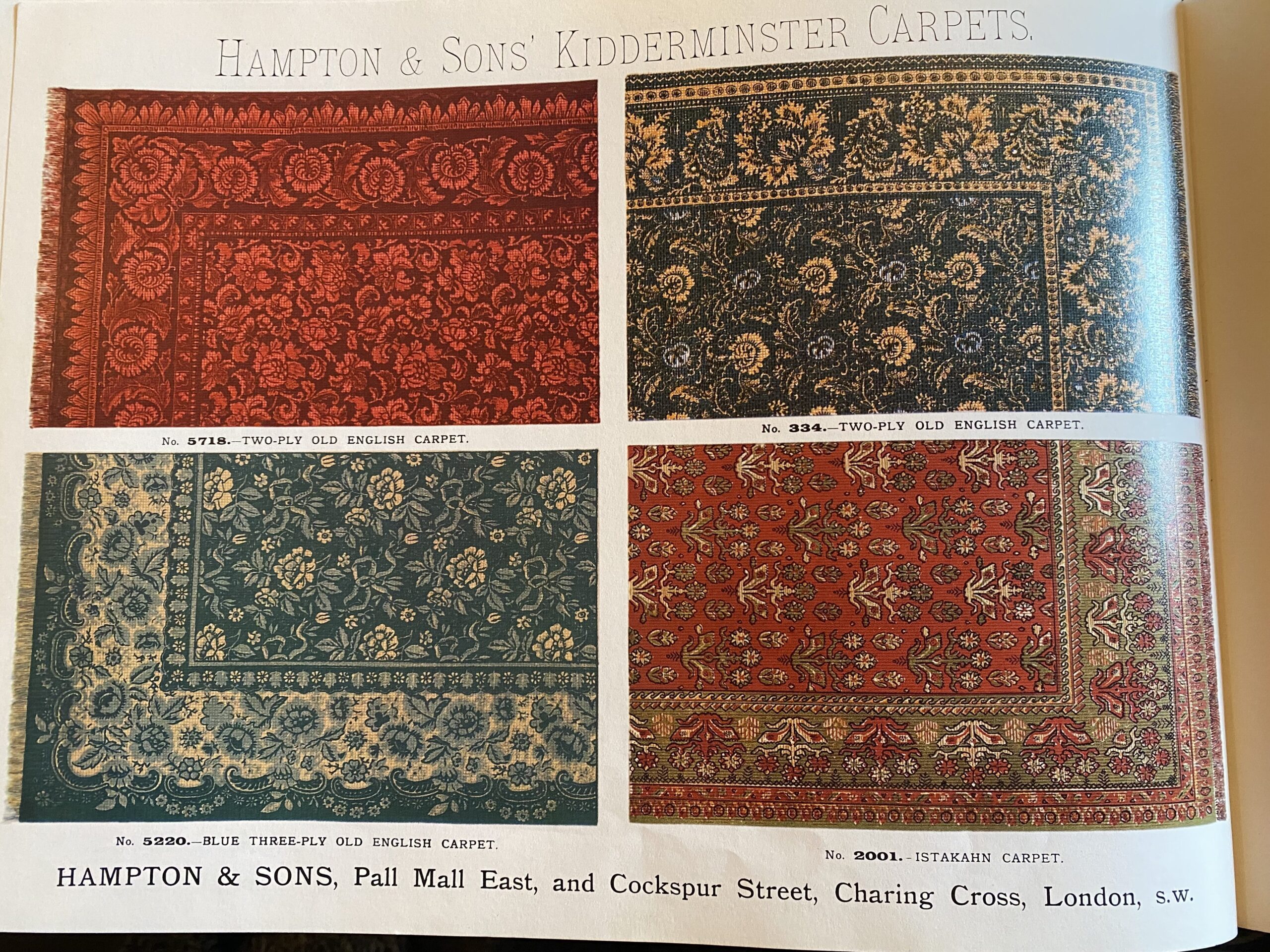 Flatweave Kidderminster patterns in a 1890s catalogue