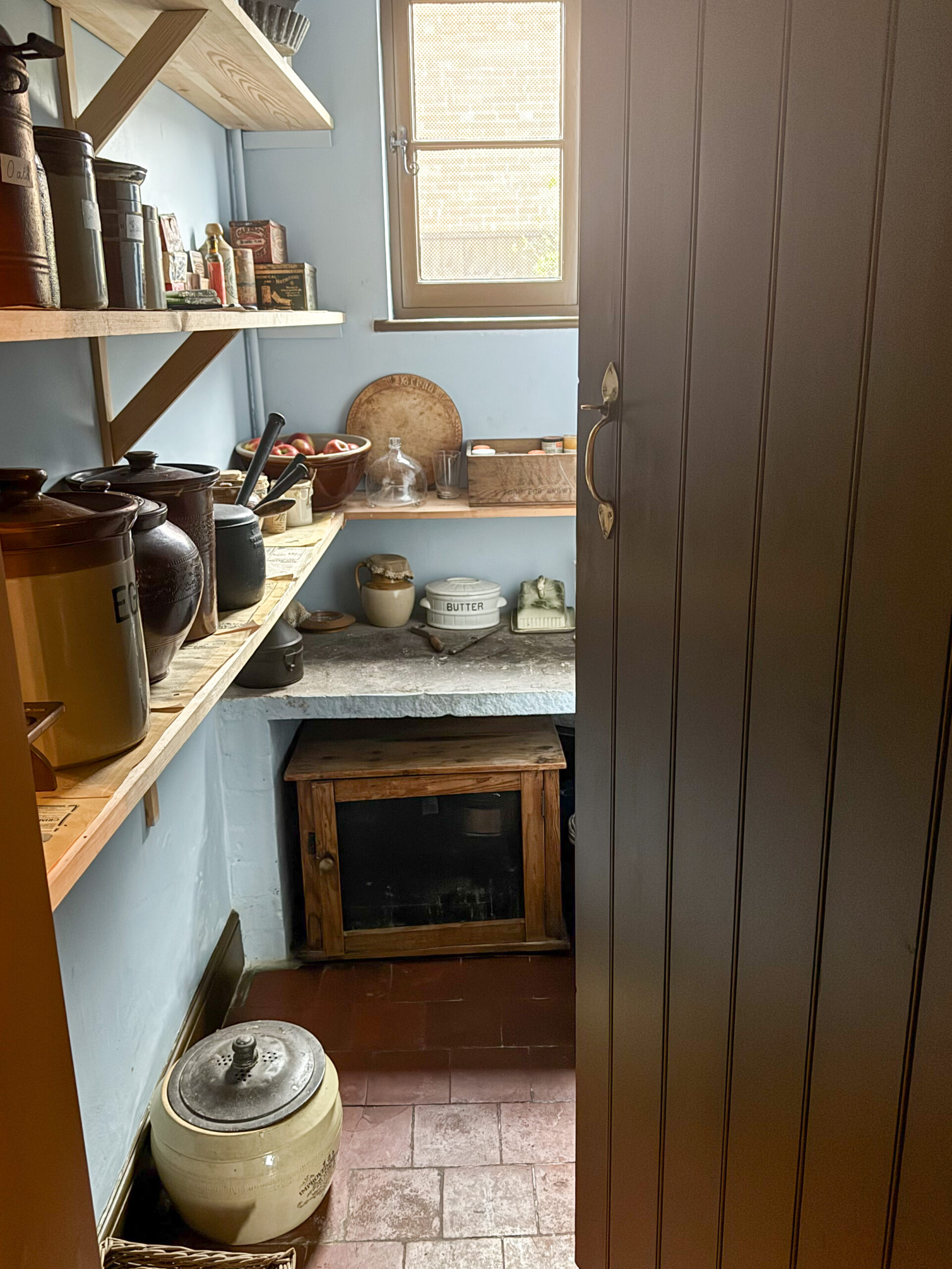 Victorian house tour - larder with antique kitchenalia and cold slab