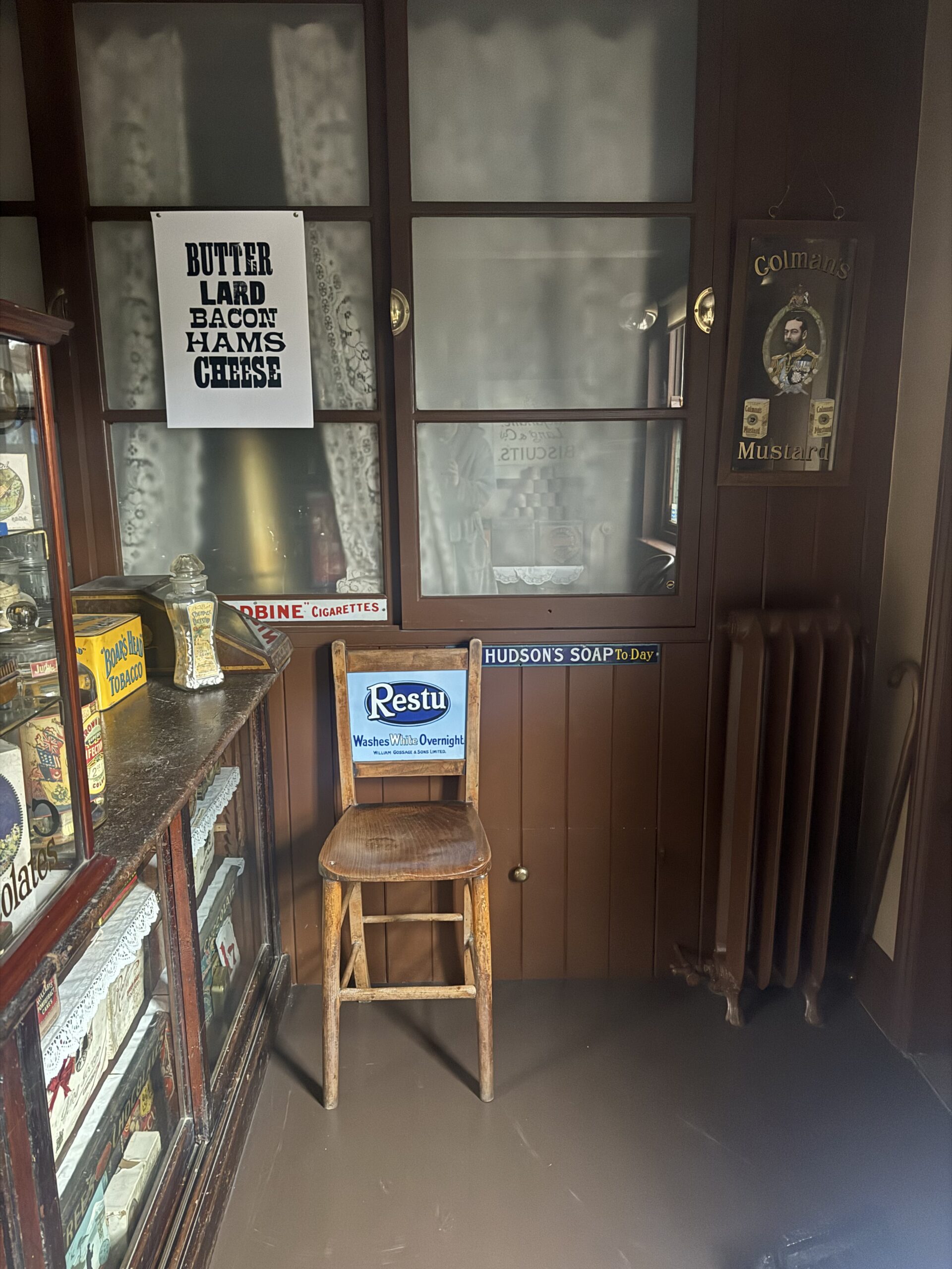 1920s vintage shop interior with period fittings and food products